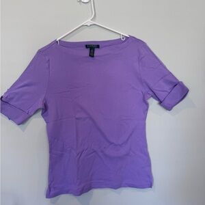 Ralph Lauren Lavender Boatneck Top Women’s XL Short Sleeve Classic